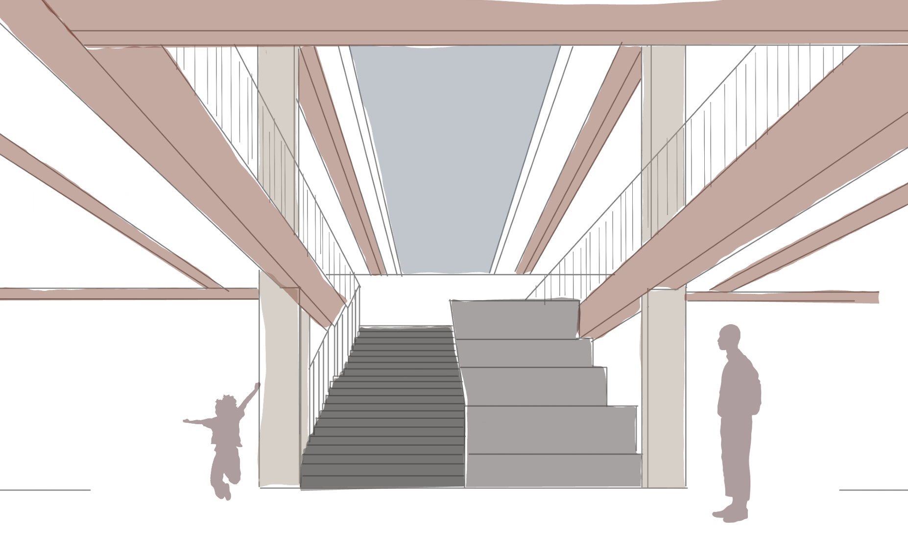 Auditorium stair: shared heart of the building